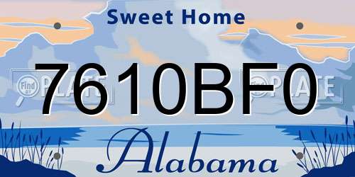 7610BF0 Alabama License Plate