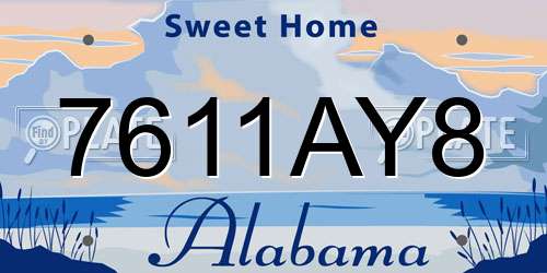 7611AY8 Alabama License Plate