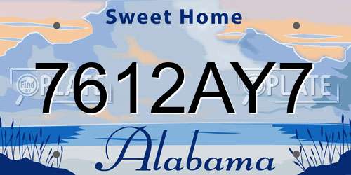 7612AY7 Alabama License Plate