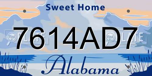7614AD7 Alabama License Plate