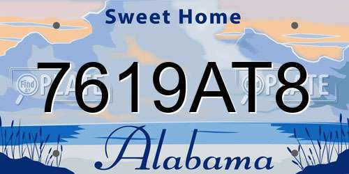 7619AT8 Alabama License Plate