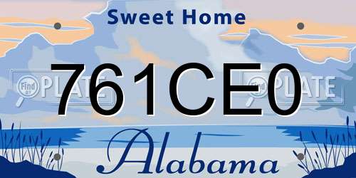 761CE0 Alabama License Plate