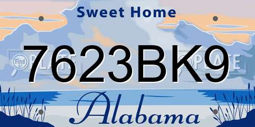 7623BK9 Alabama License Plate