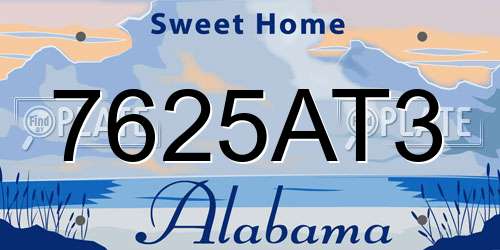 7625AT3 Alabama License Plate