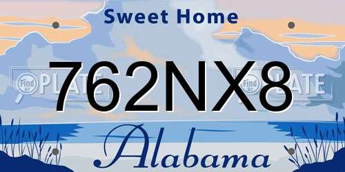 762NX8 Alabama License Plate