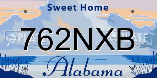 762NXB Alabama License Plate