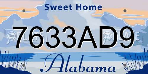 7633AD9 Alabama License Plate