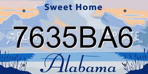 7635BA6 Alabama License Plate