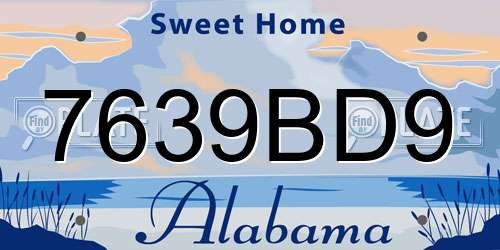 7639BD9 Alabama License Plate