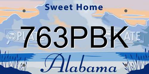 763PBK Alabama License Plate