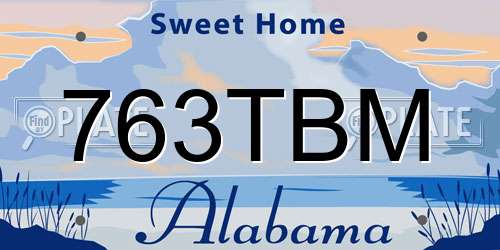 763TBM Alabama License Plate
