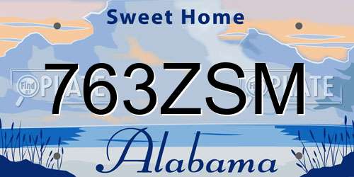 763ZSM Alabama License Plate