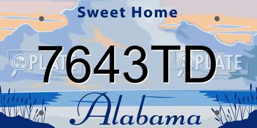 7643TD Alabama License Plate