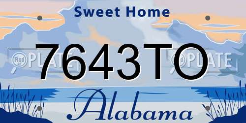 7643TO Alabama License Plate