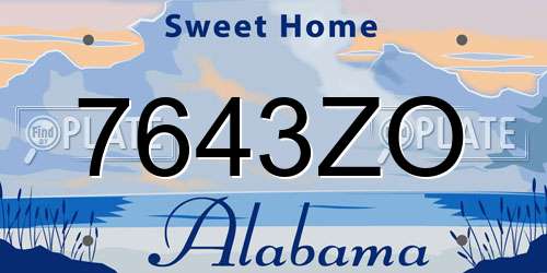 7643ZO Alabama License Plate