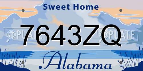 7643ZQ Alabama License Plate