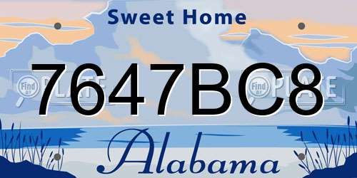 7647BC8 Alabama License Plate