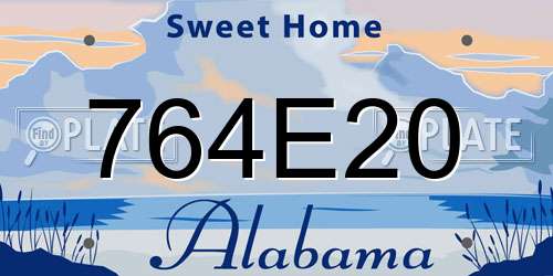 764E20 Alabama License Plate