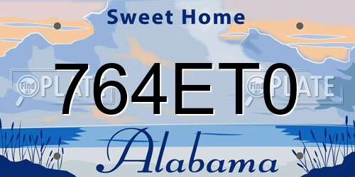 764ET0 Alabama License Plate