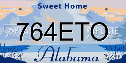764ETO Alabama License Plate
