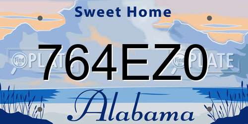 764EZ0 Alabama License Plate