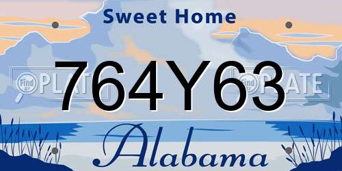 764Y63 Alabama License Plate