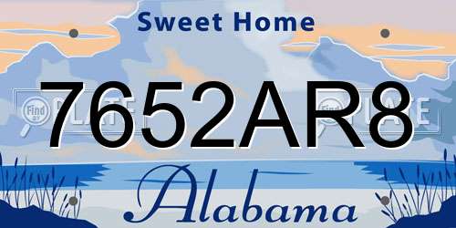 7652AR8 Alabama License Plate