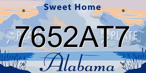 7652AT7 Alabama License Plate