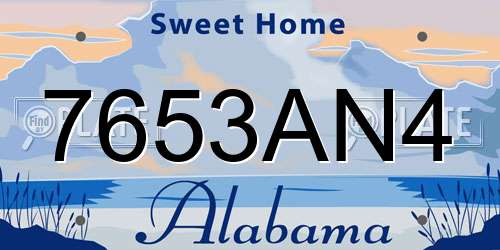 7653AN4 Alabama License Plate