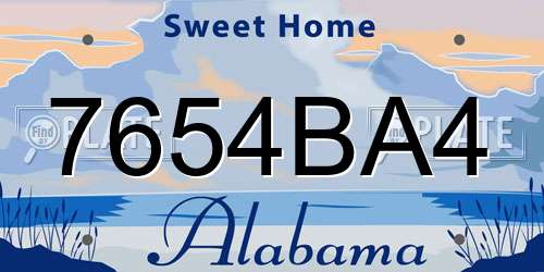 7654BA4 Alabama License Plate