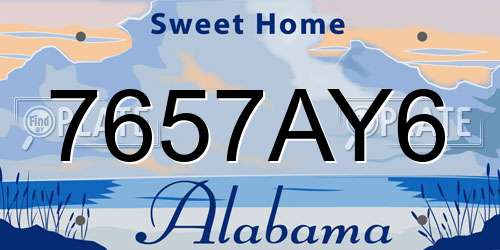 7657AY6 Alabama License Plate