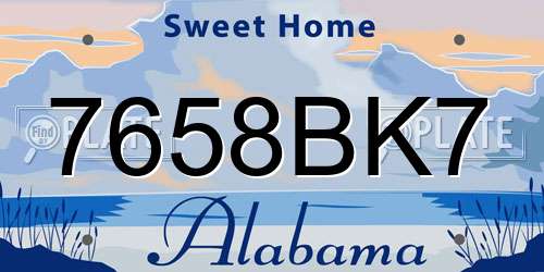 7658BK7 Alabama License Plate