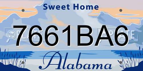 7661BA6 Alabama License Plate