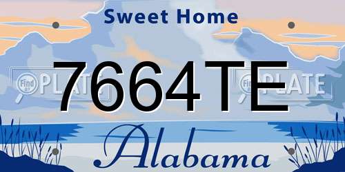 7664TE Alabama License Plate