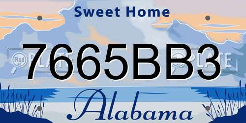 7665BB3 Alabama License Plate