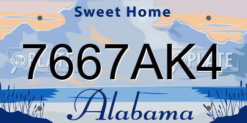 7667AK4 Alabama License Plate