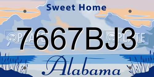 7667BJ3 Alabama License Plate