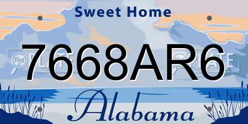 7668AR6 Alabama License Plate
