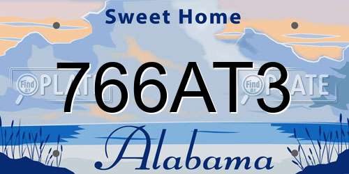 766AT3 Alabama License Plate