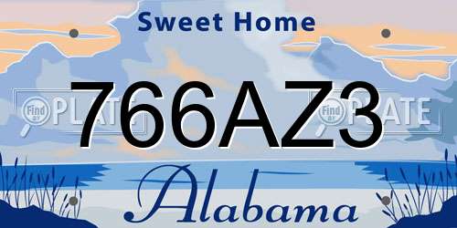 766AZ3 Alabama License Plate