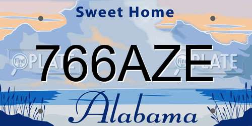 766AZE Alabama License Plate