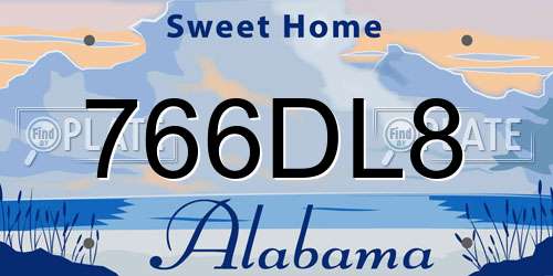 766DL8 Alabama License Plate