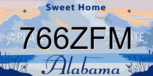 766ZFM Alabama License Plate