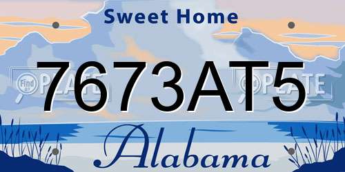 7673AT5 Alabama License Plate
