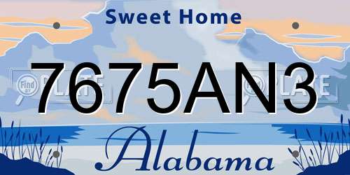 7675AN3 Alabama License Plate
