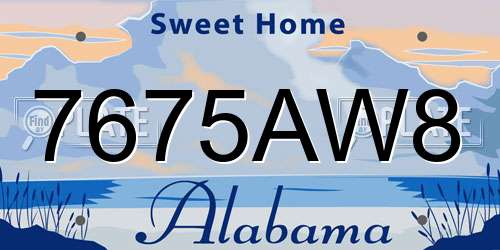 7675AW8 Alabama License Plate