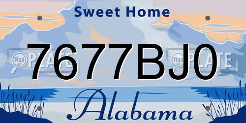 7677BJ0 Alabama License Plate