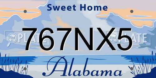 767NX5 Alabama License Plate
