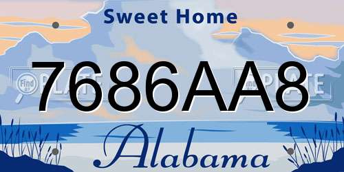 7686AA8 Alabama License Plate