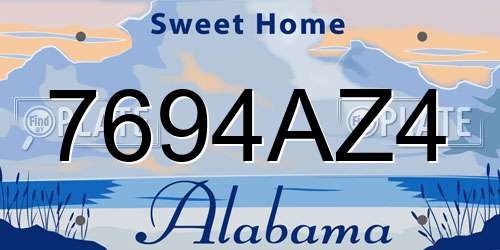 7694AZ4 Alabama License Plate
